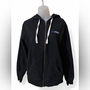 Meta logo black zip up hoodie